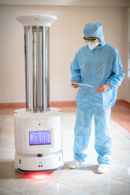 UVC Disinfecting Robot in action