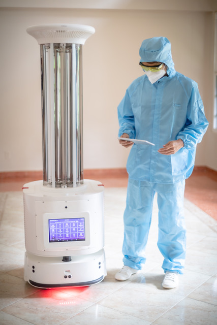 UVC Disinfecting Robot in action